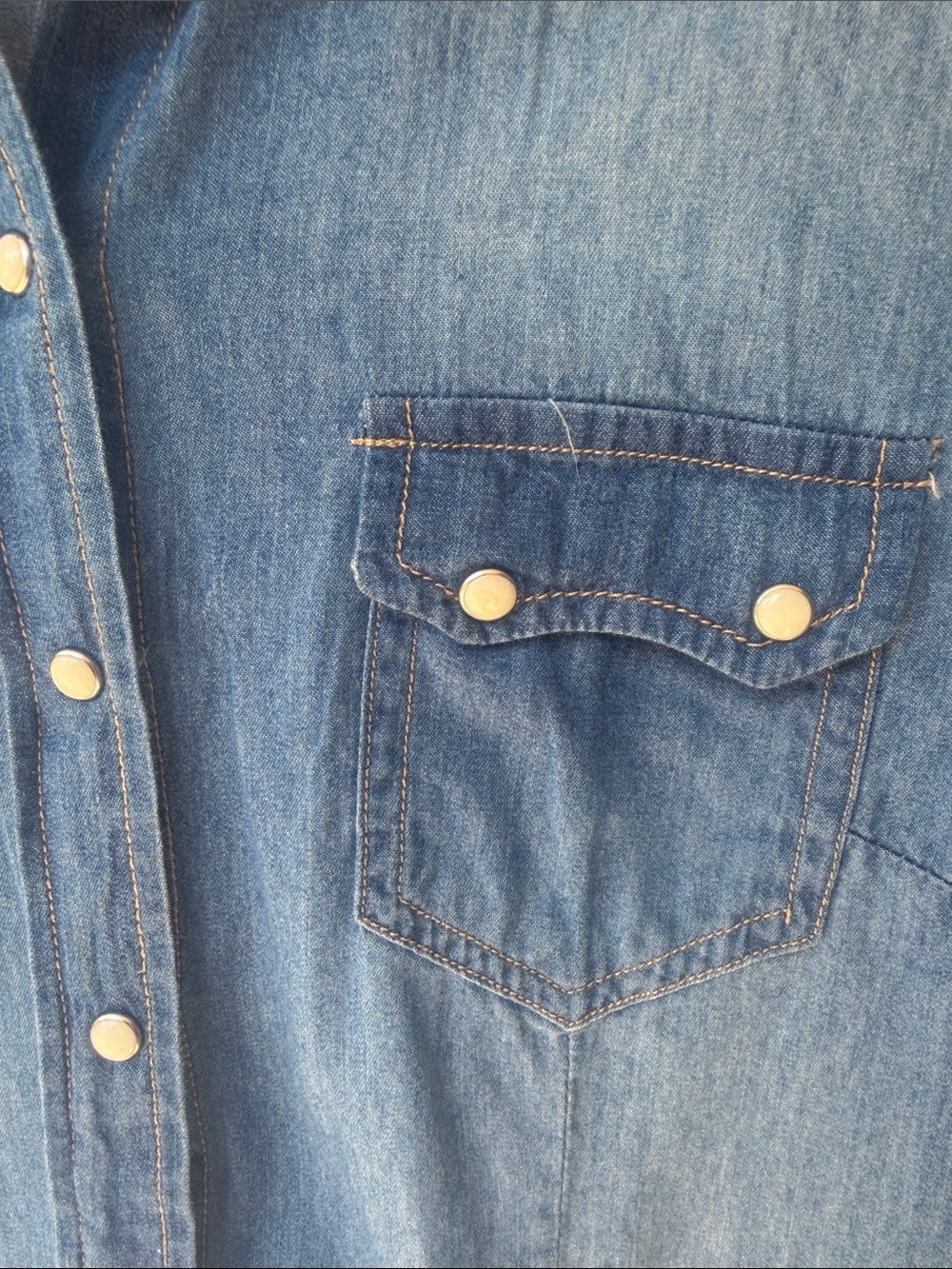 Inso Activewear Chambray Western Snap Front Long Sleeve Shirt Womens Medium Blue - Picture 3 of 8